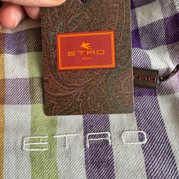 ETRO men’s fall scarf in plaid - Picture 4 of 4